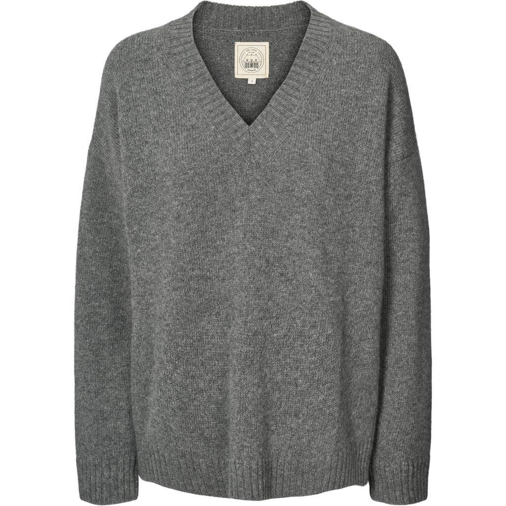 Elvira v-neck knit in grey melange