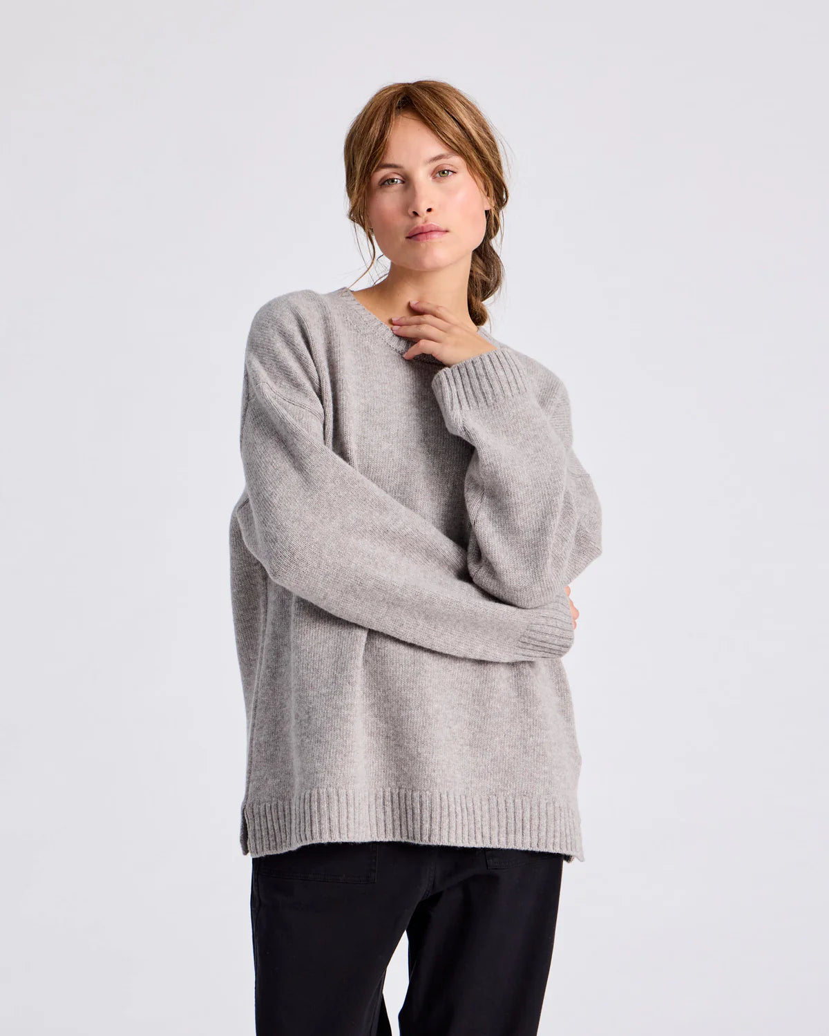 Emely lambswool knit in stone grey