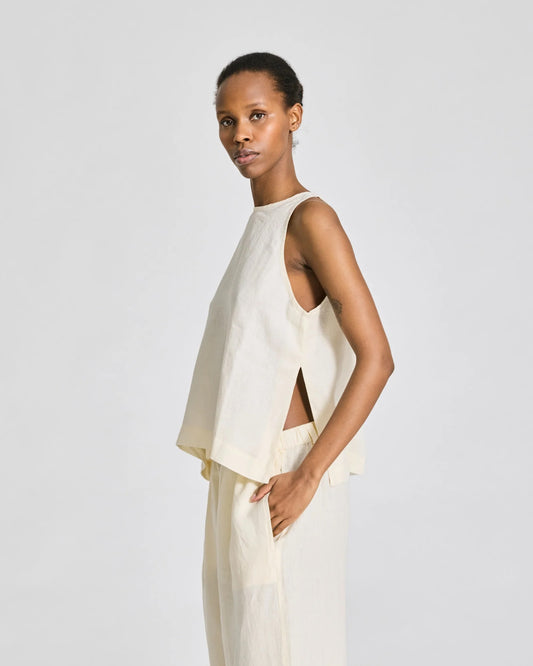 Mia Maya linen top in whisper white