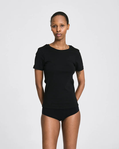Trille cotton rib tee in black