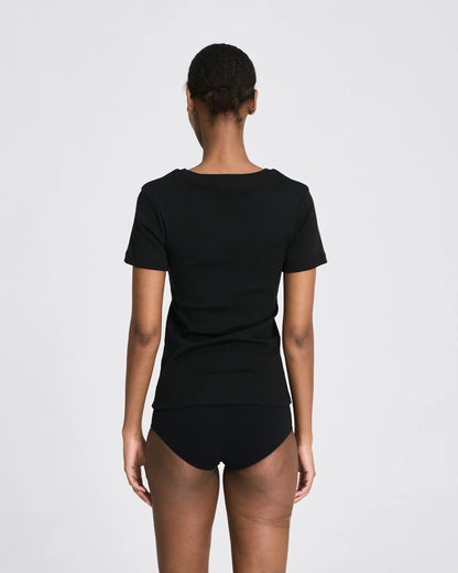 Trille cotton rib tee in black