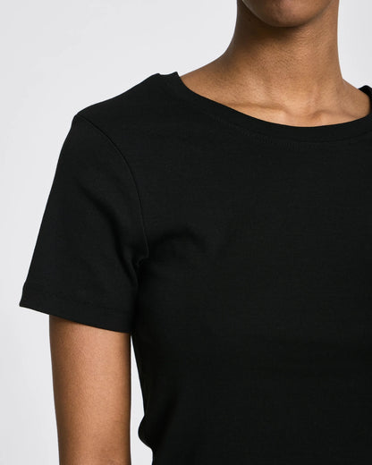 Trille cotton rib tee in black