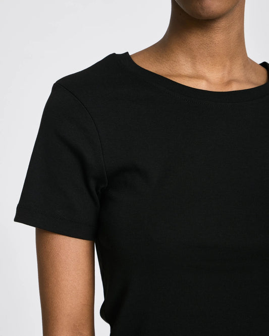 Trille cotton rib tee in black