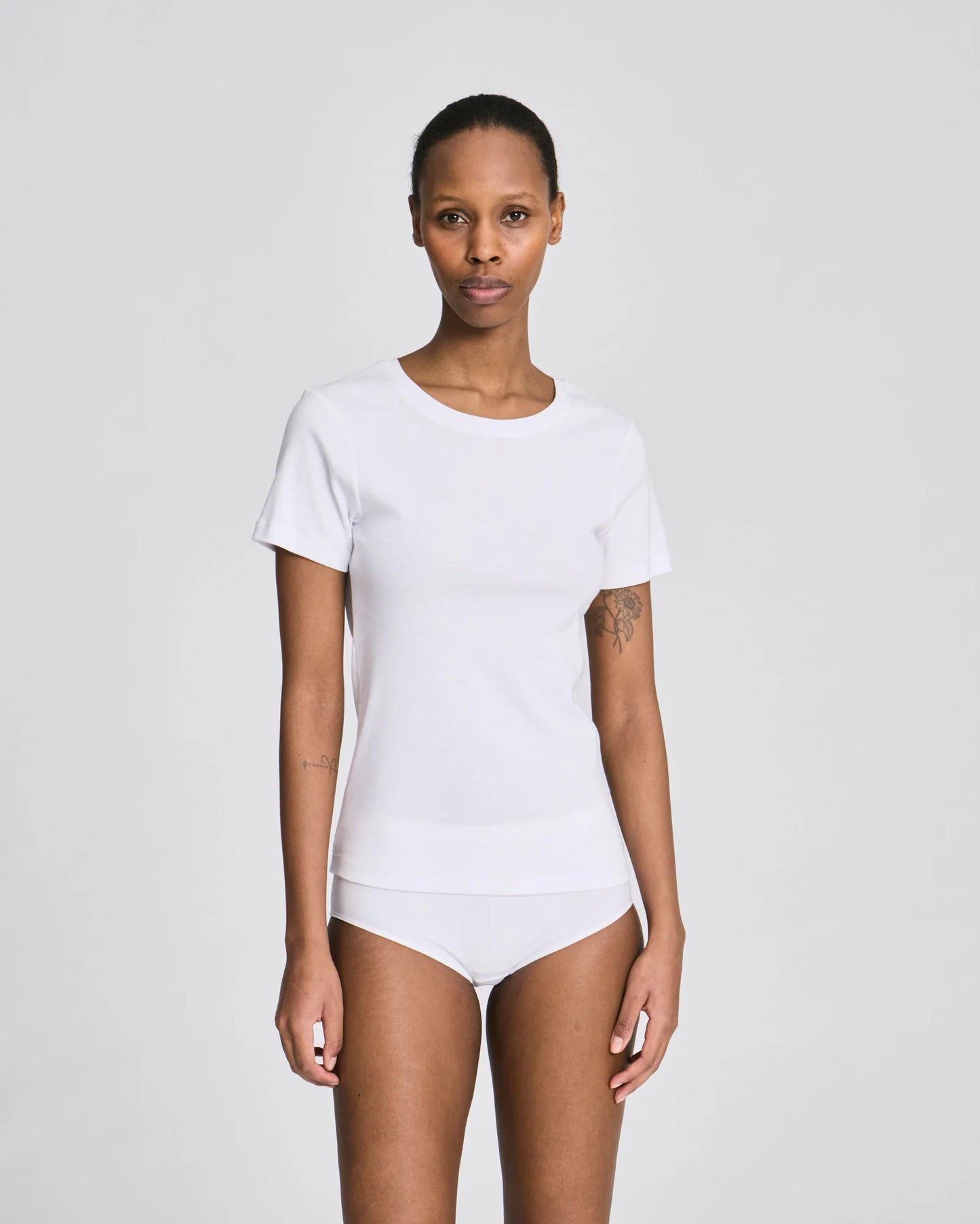 Trille cotton rib tee in white
