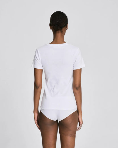 Trille cotton rib tee in white