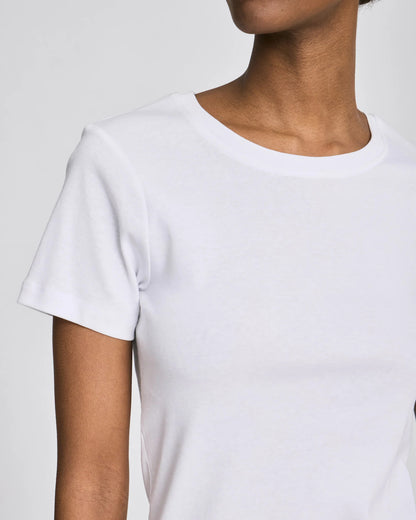 Trille cotton rib tee in white