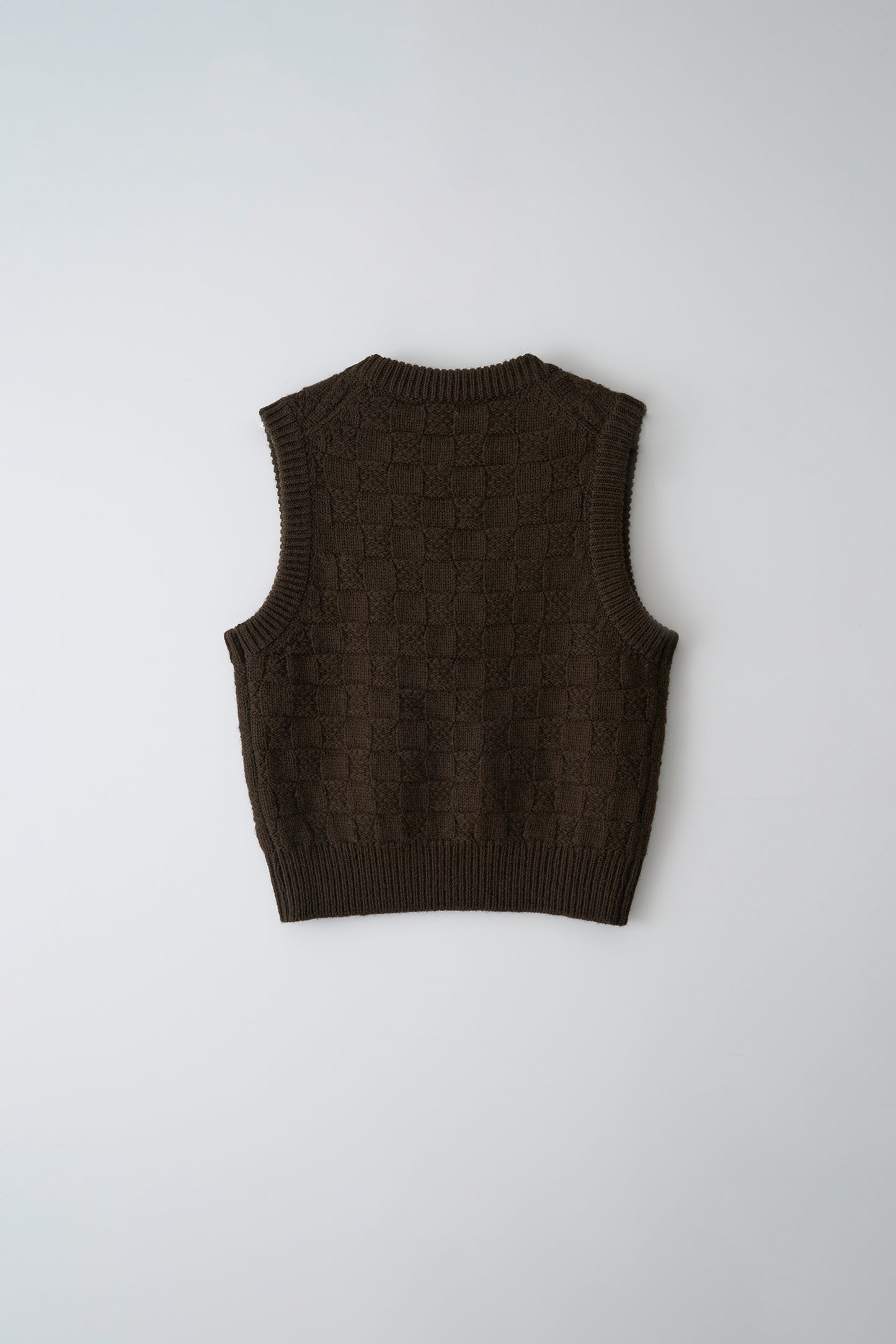 Chess wool vest in brown