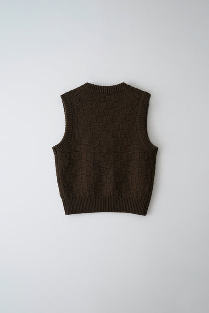 Chess wool vest in brown