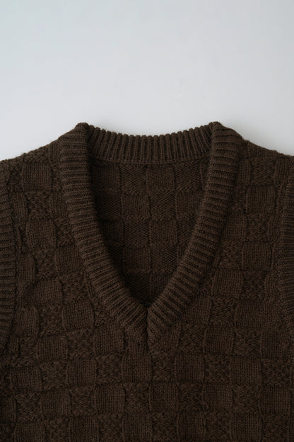 Chess wool vest in brown