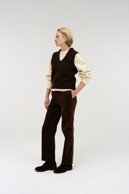 Chess wool vest in brown