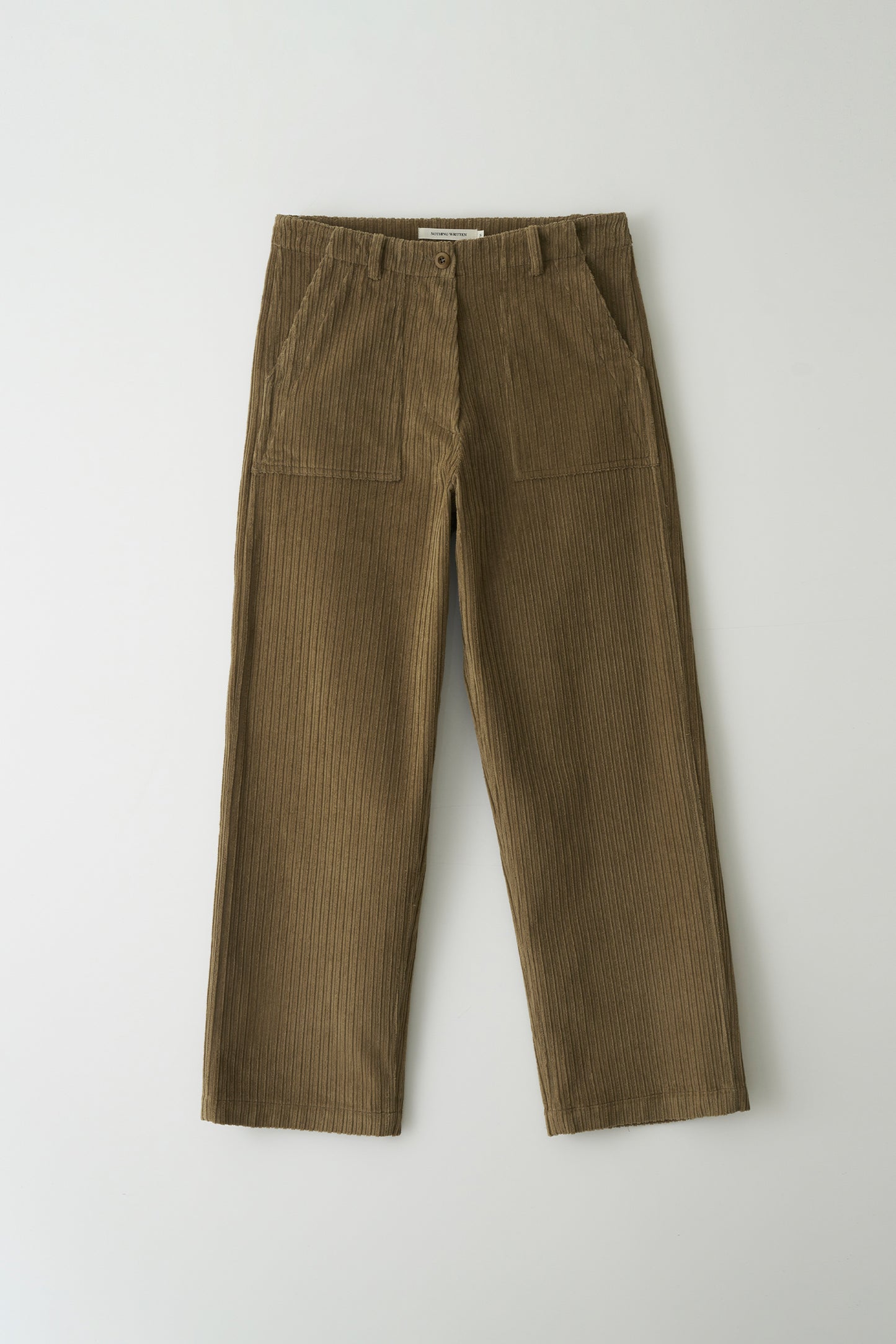 Double folded corduroy pants in camel