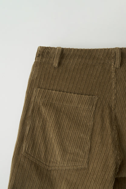 Double folded corduroy pants in camel