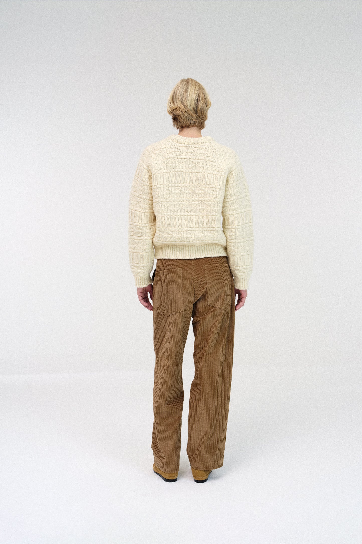Double folded corduroy pants in camel