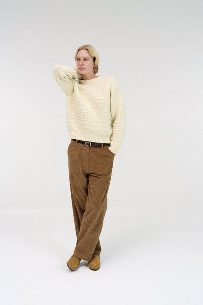 Double folded corduroy pants in camel