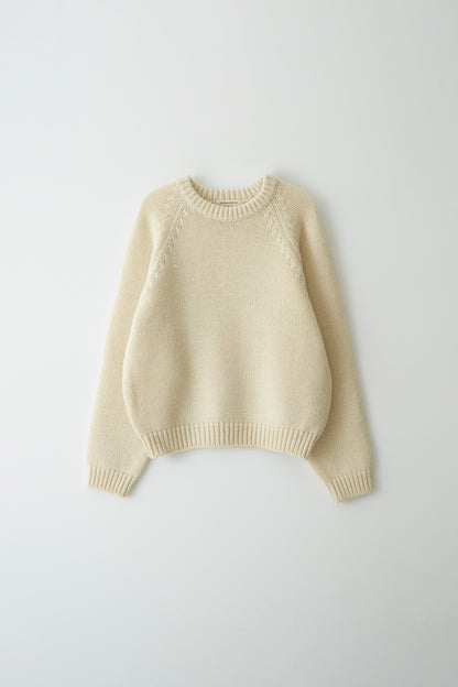 U-neck knitted sweater in ivory