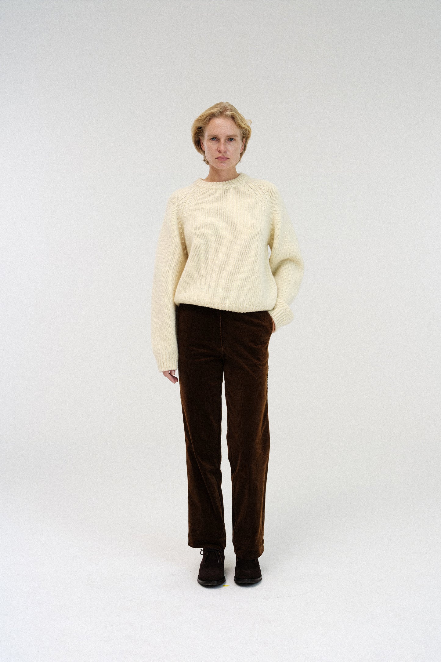 U-neck knitted sweater in ivory