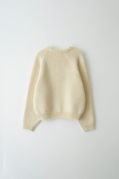 U-neck knitted sweater in ivory