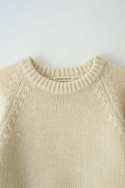 U-neck knitted sweater in ivory