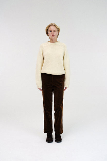 U-neck knitted sweater in ivory
