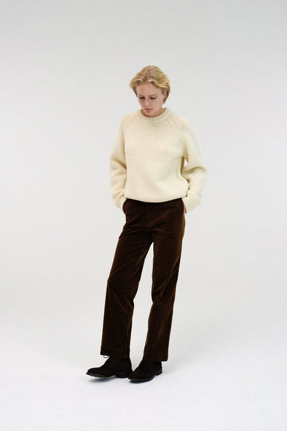 U-neck knitted sweater in ivory