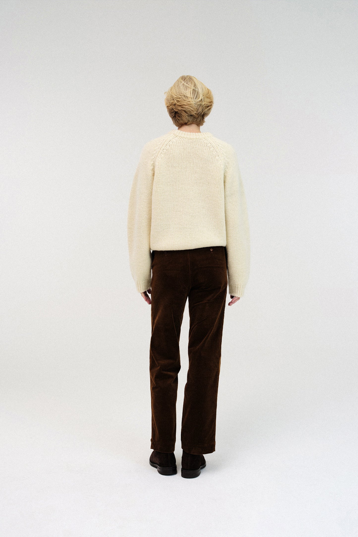 U-neck knitted sweater in ivory