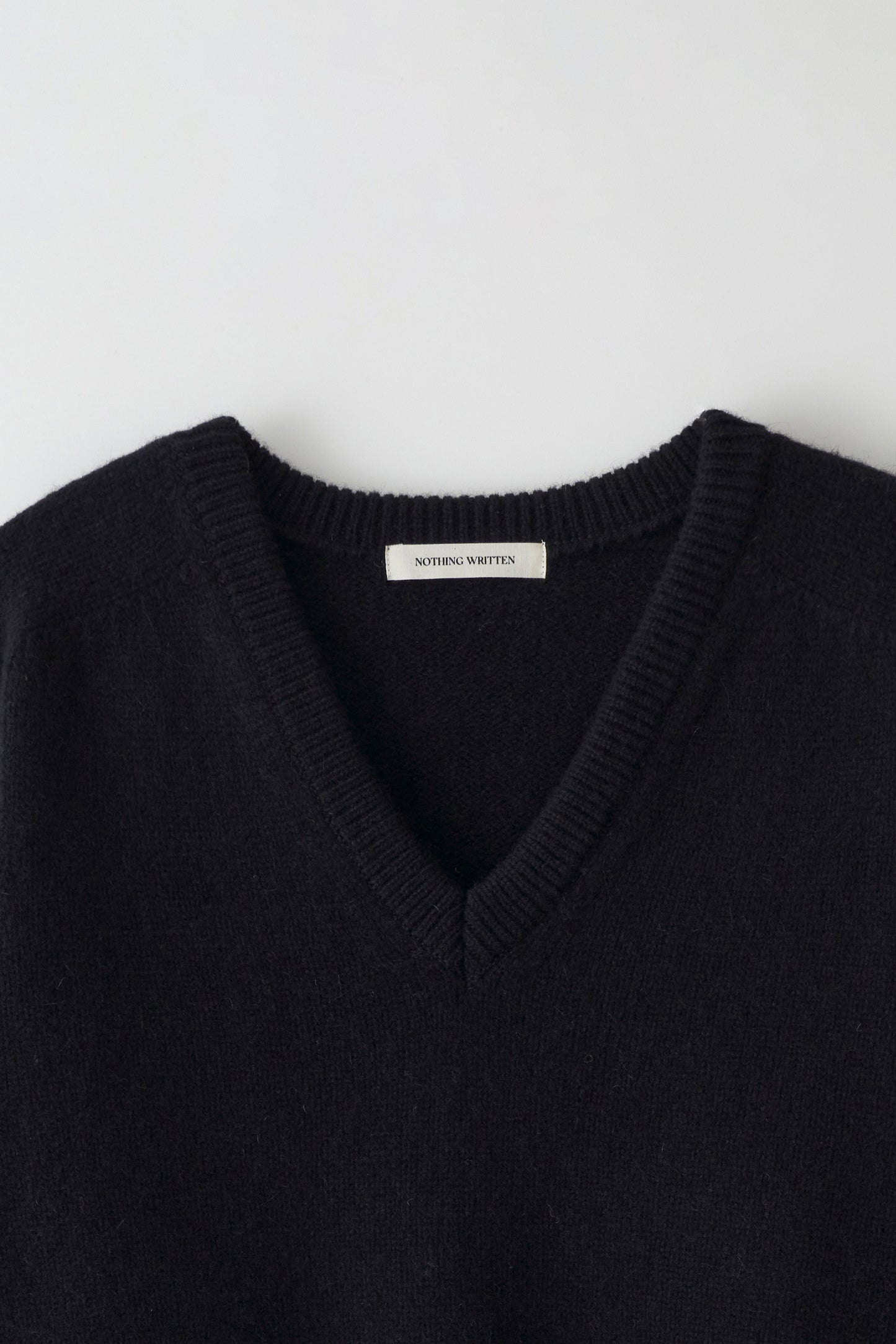 V-neck alpaca sweater in black