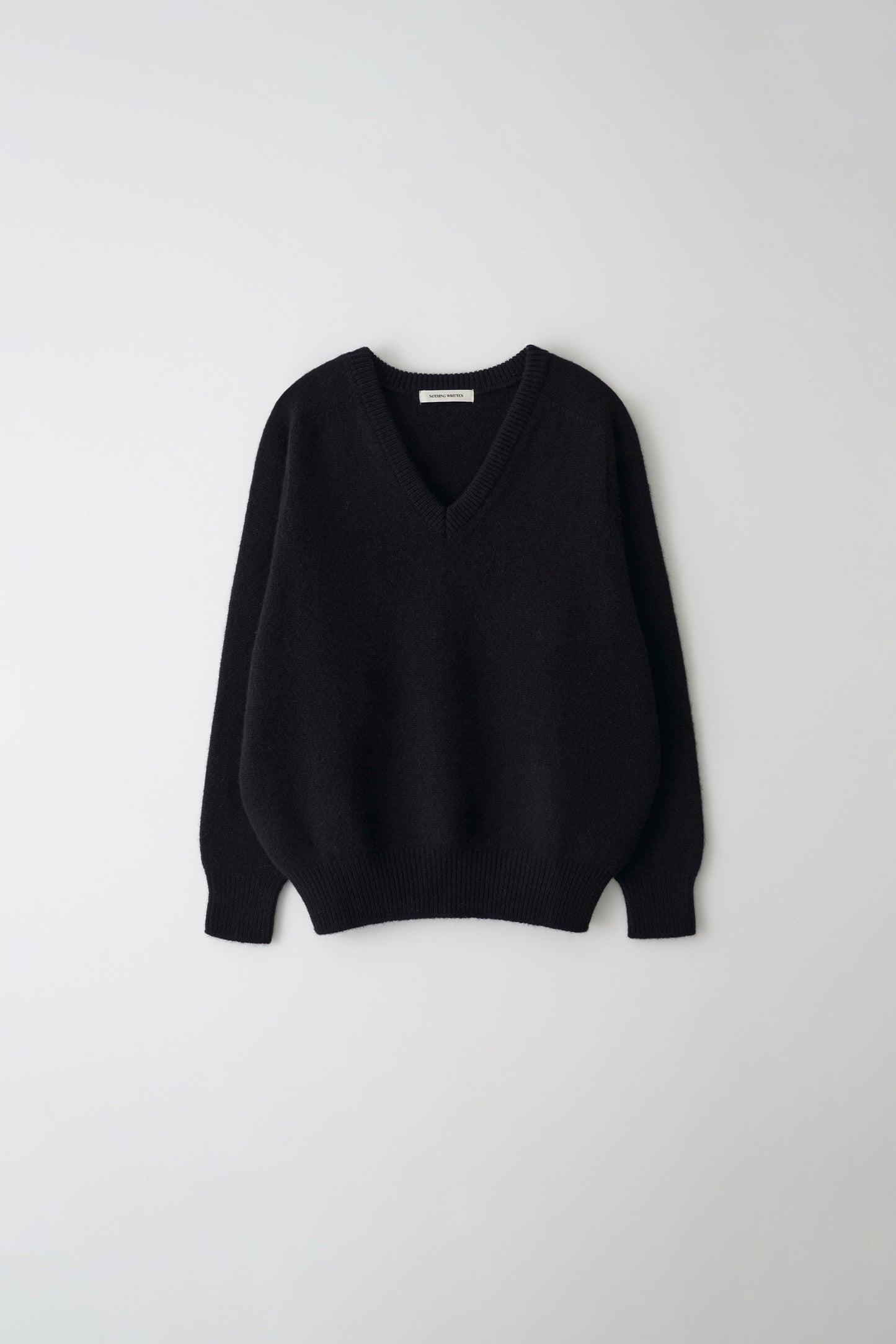 V-neck alpaca sweater in black