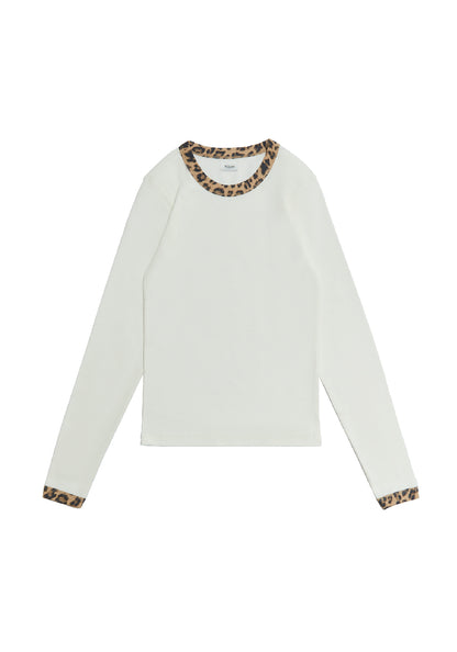 June longsleeve in off white leopard